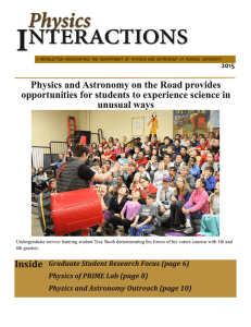 Physics and Astronomy on the Road provides opportunities for