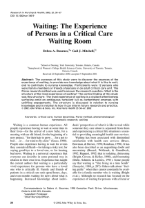 Waiting: The Experience of Persons in a Critical Care Waiting Room