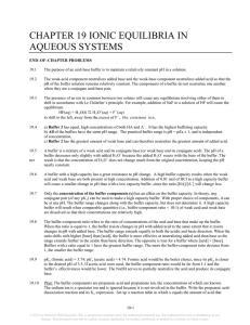 CHAPTER 19 IONIC EQUILIBRIA IN AQUEOUS SYSTEMS