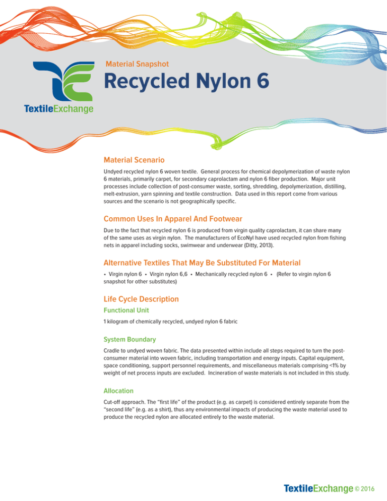 Recycled Nylon 6 Textile Exchange