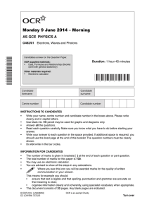 Question paper - Unit G482/01 - Electrons, waves and photons