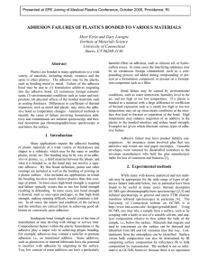 Adhesion failures of plastics bonded to various materials*