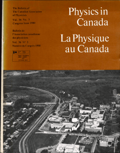 Physics in Canada La Physique au Canada