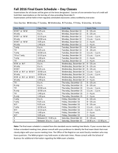 Fall 2016 Final Exam Schedule – Day Classes