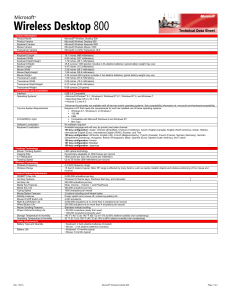 Version Information Product Name Microsoft® Wireless Desktop 800