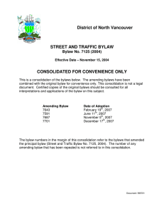 District of North Vancouver STREET AND TRAFFIC BYLAW