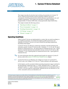 1. Cyclone IV Device Datasheet