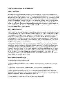 Cricut Cake Mini™ Statement of Limited Warranty Part 1—General