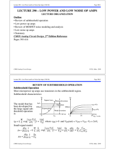 LECTURE 290 – LOW POWER AND LOW NOISE OP AMPS | |