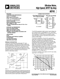 AD745 Ultralow Noise, High Speed, BiFET Op Amp