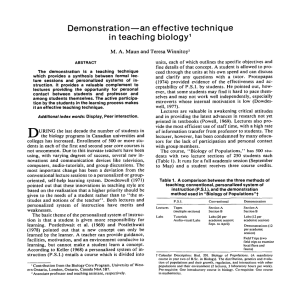 (1980) Demonstration-An Effective Technique In Teaching Biology