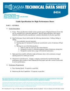 Guide Specification for High Performance Doors