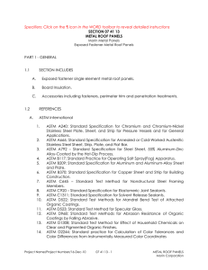 Guide Specification Exposed Fastener Metal Roof Panels