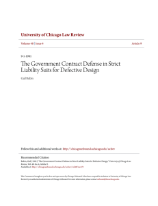 The Government Contract Defense in Strict Liability Suits for