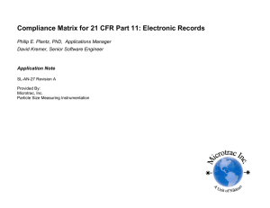Compliance Matrix for 21 CFR Part 11: Electronic Records