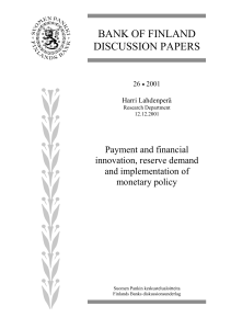 Harri Lahdenperä: Payment and financial innovation, reserve