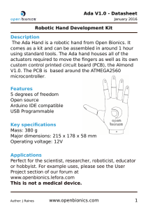 Ada V1.0 - Datasheet 1 www.openbionics.com Robotic Hand