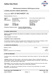 Safety Data Sheet Product name: ADA 32 MACHINERY OIL