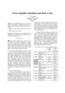 Power Quality Solutions and their Costs