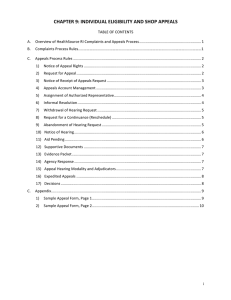 CHAPTER 9: INDIVIDUAL ELIGIBILITY AND SHOP APPEALS