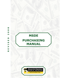 Purchasing Manual - MSDE Home - Maryland State Department of