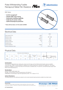 Pulse Withstanding Fusible Flameproof Metal Film Resistors