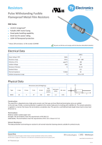 Pulse Withstanding Fusible Flameproof Metal Film Resistors