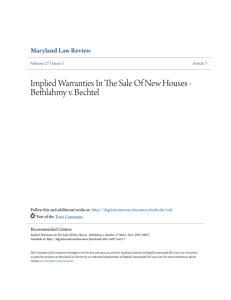 Implied Warranties In The Sale Of New Houses