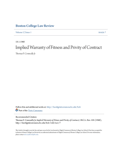 Implied Warranty of Fitness and Privity of Contract