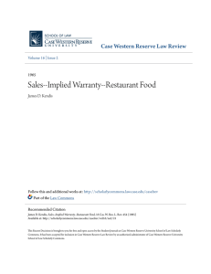 Sales--Implied Warranty--Restaurant Food