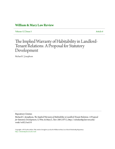 The Implied Warranty of Habitability in Landlord