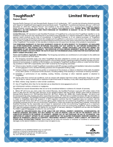 ToughRock® Gypsum Board Limited Warranty (USA) (781KB/2pgs)