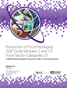 Production of Food Packaging SQF Code Modules 2 and 13 Food