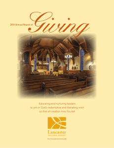 Annual Report of Giving - Lancaster Theological Seminary