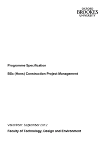 Programme Specification BSc (Hons) Construction Project