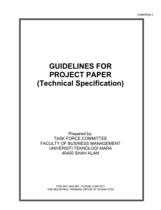GUIDELINES FOR PROJECT PAPER (Technical Specification)