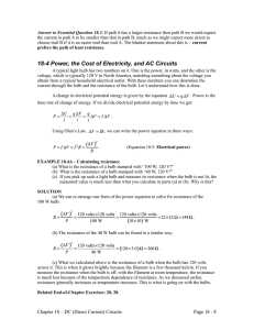 18-4 Power, the Cost of Electricity, and AC Circuits