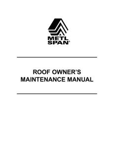 roof owner`s maintenance manual - Metl-Span