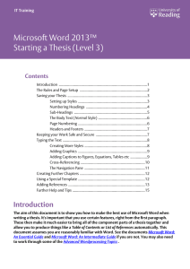 Microsoft Word 2013 Starting a Thesis