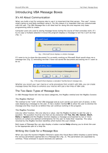 Introducing VBA Message Boxes