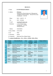 BIO-DATA - The Gandhigram Rural Institute