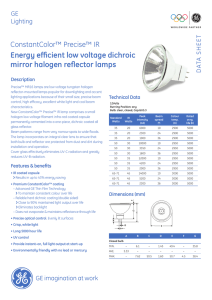 Energy efficient low voltage dichroic mirror halogen reflector lamps