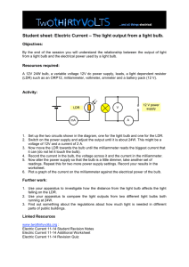 Student sheet: Electric Current – The light output