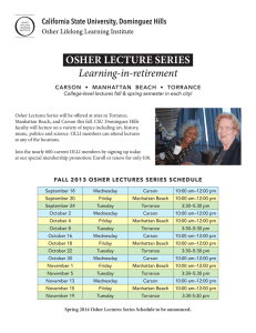 OSHER LECTURE SERIES Learning-in-retirement