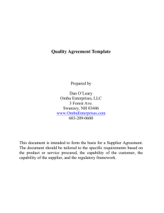 Supplier Quality Agreement Template ISO 9001