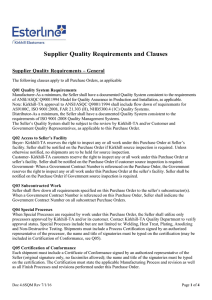 Supplier Quality Requirements and Clauses