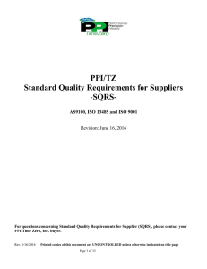 PPI/TZ Standard Quality Requirements for Suppliers -SQRS-