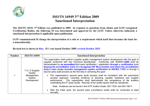 ISO/TS 16949 Sanctioned Interpretations