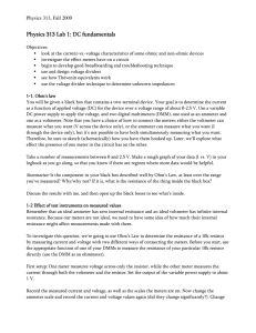 Physics 313 Physics 313 Lab 1: DC fundamentals Lab 1