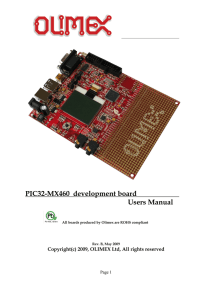 PIC32-MX460 development board for PIC32MX460F512